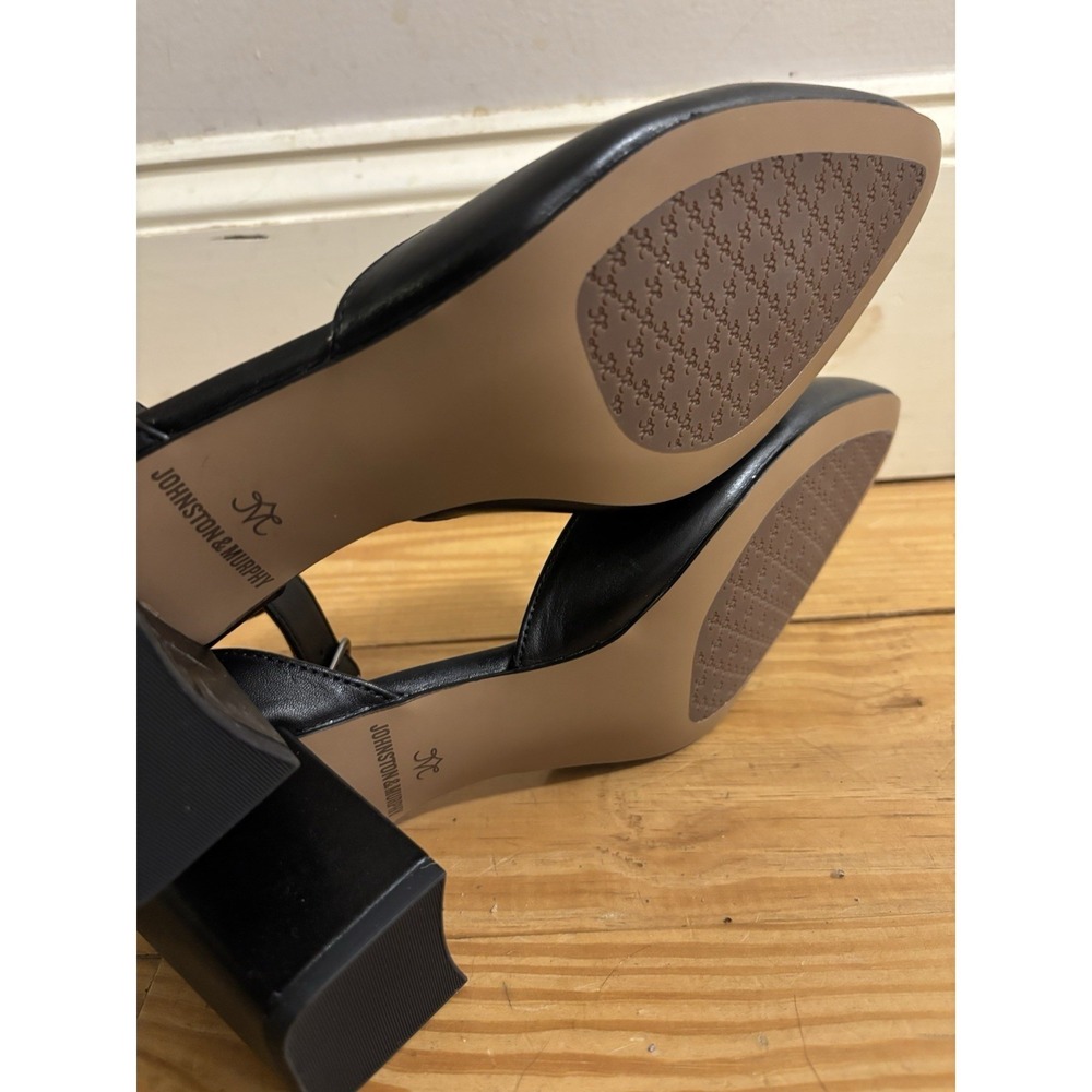 Johnston & Murphy Women's Black Leather Vicki Ankle Strap Heels Size 11M $148 - Picture 4 of 6